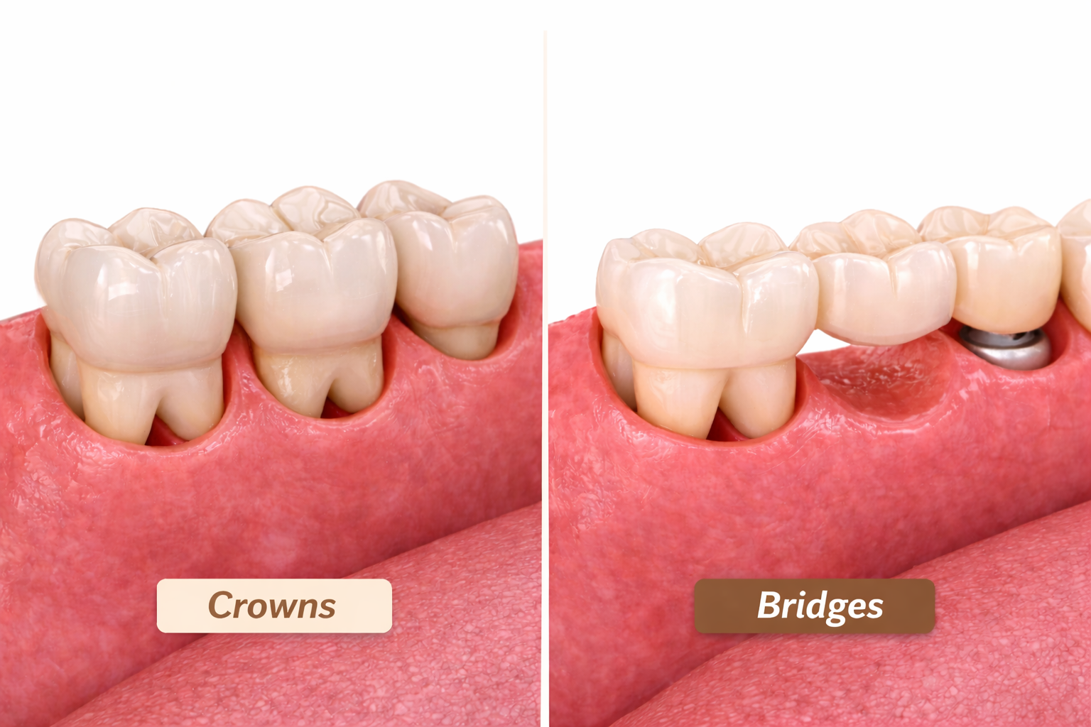 Dental crown being placed to restore a damaged tooth