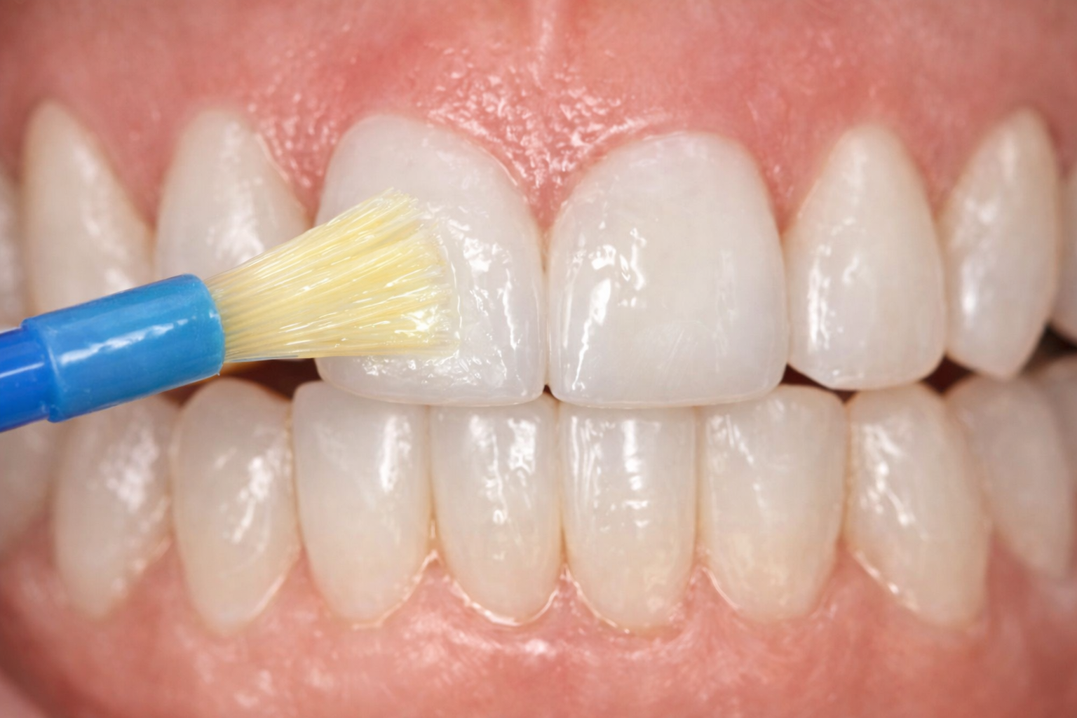 Fluoride treatment being applied during a dental visit