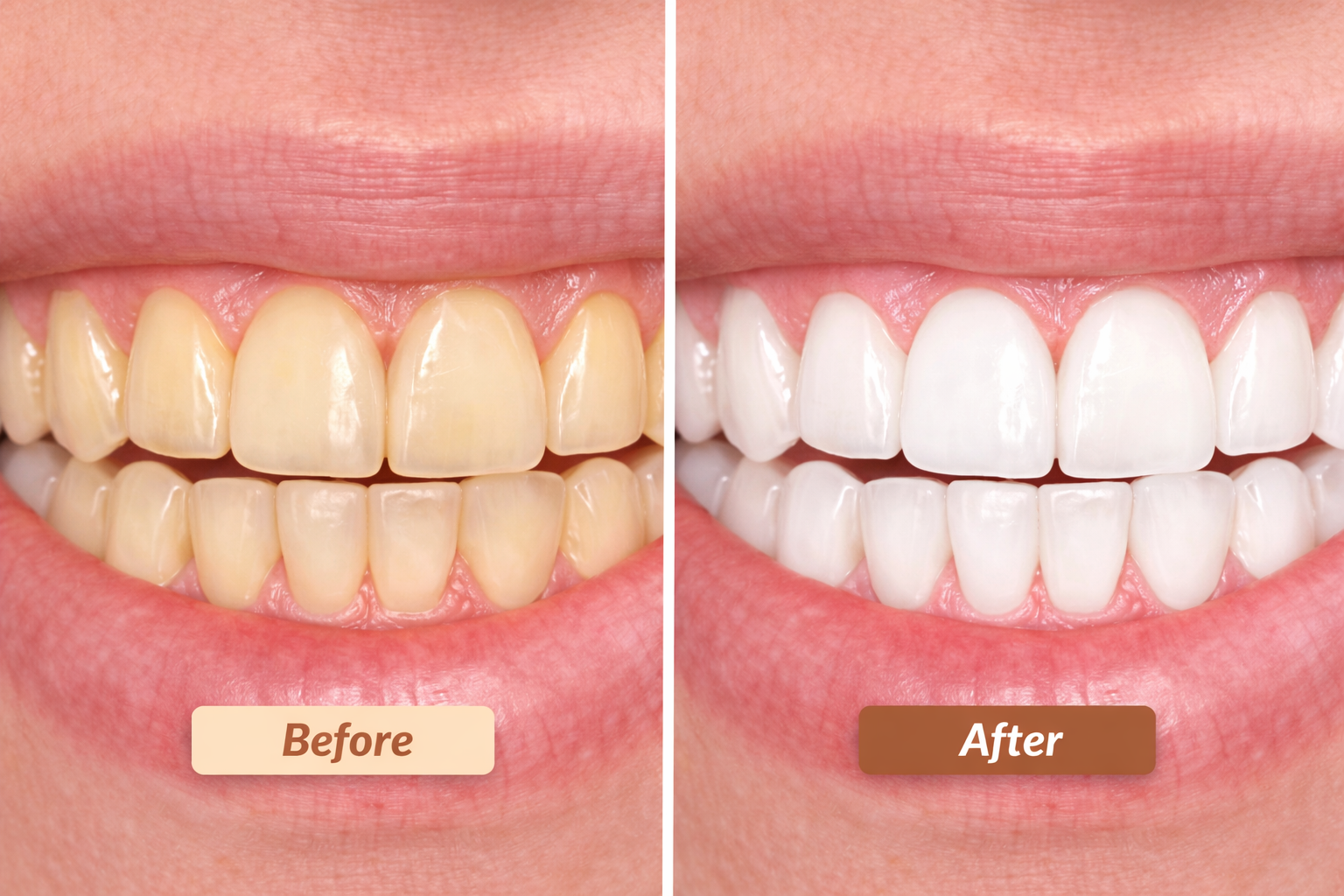 In-office professional teeth whitening treatment under a light